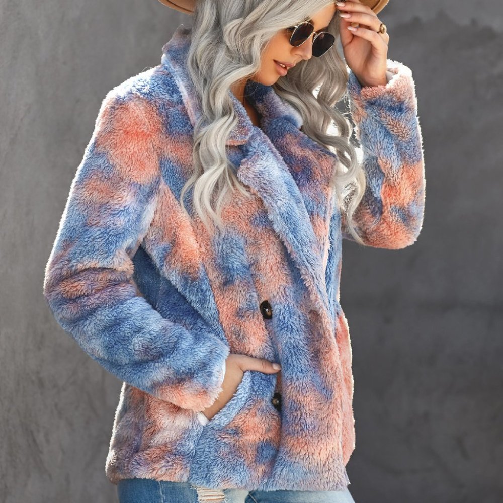 Tie Dye Sherpa Plush Jacket
